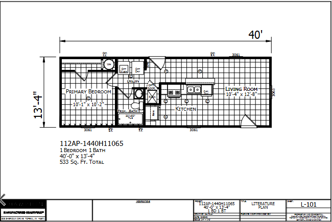 Dutch Aspire 1440H11065 — 1 bed 1 bath manufactured home floor plan