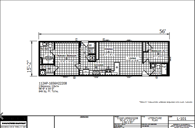Dutch Aspire 1656H22208 — 2 bed 2 bath manufactured home floor plan