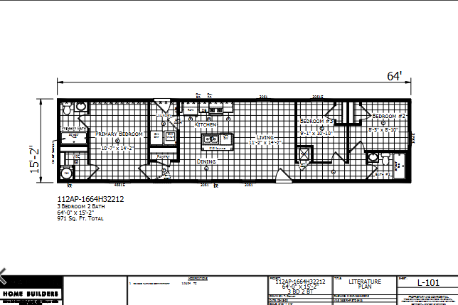 Dutch Aspire 1664H32212 — 3 bed 2 bath manufactured home floor plan