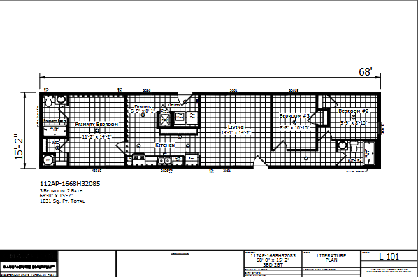 Dutch Aspire 1668H32085 — 3 bed 2 bath manufactured home floor plan