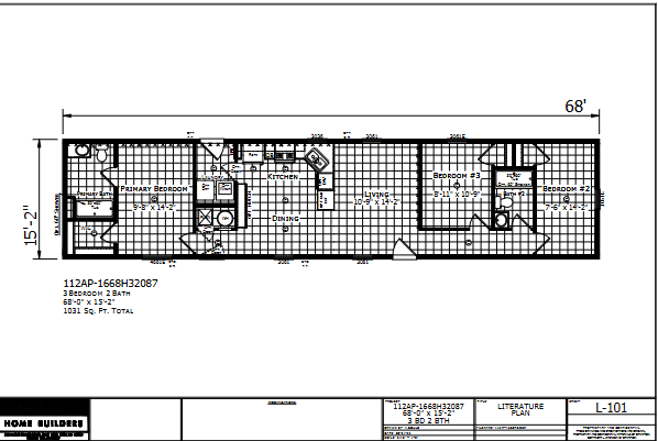 Dutch Aspire1668H32087 — 3 bed 2 bath manufactured home floor plan