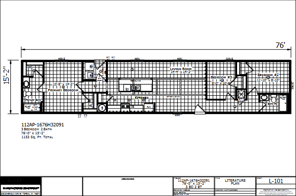 Dutch Aspire1676H32091 — 3 bed 2 bath manufactured home floor plan