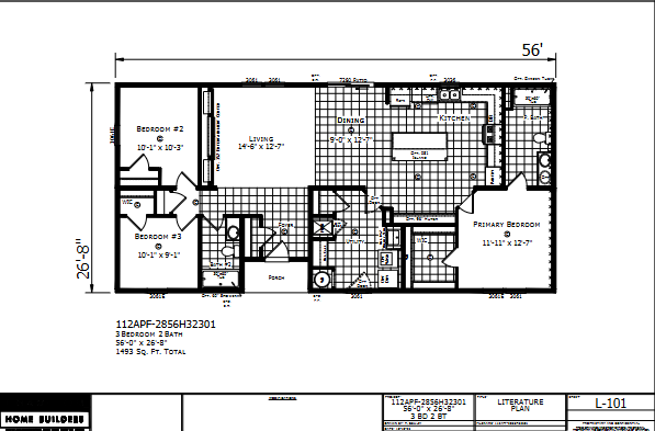 Dutch Aspire Easton 2856H32301 — 3 bed 2 bath manufactured home floor plan