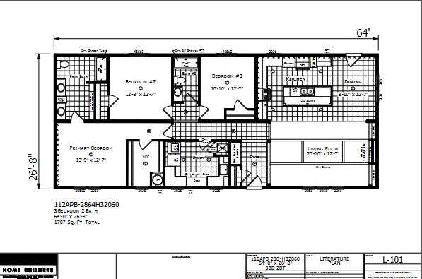 Fillmore — 3 bed 2 bath manufactured home floor plan