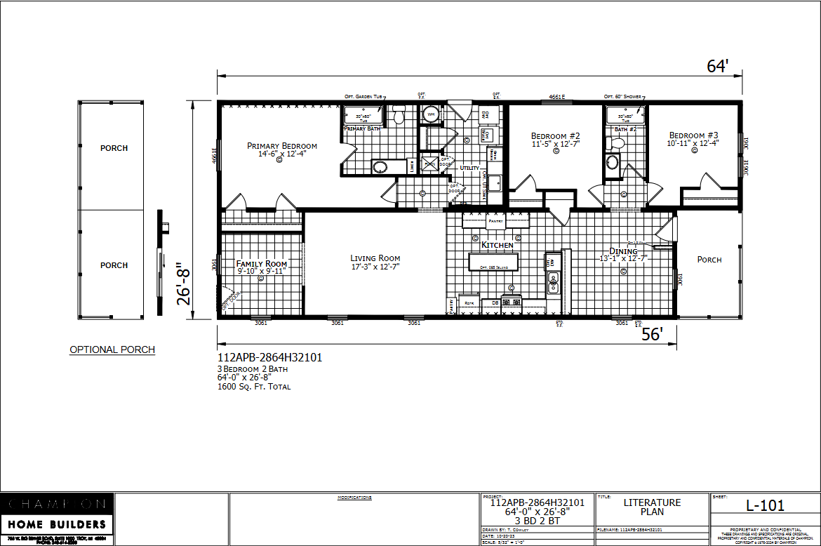 Georgetown — 3 bed 2 bath manufactured home floor plan