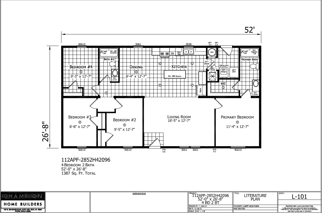 Livingston — 4 bed 2 bath manufactured home floor plan