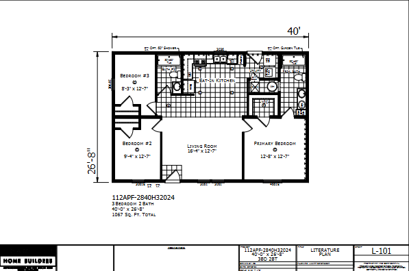 Dutch Aspire Monroe 2840H32024 — 3 bed 2 bath manufactured home floor plan