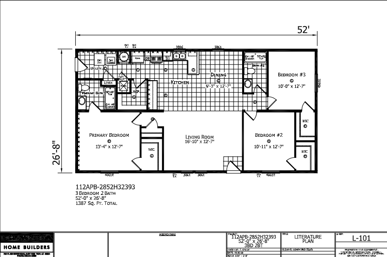 Pierre — 3 bed 2 bath manufactured home floor plan