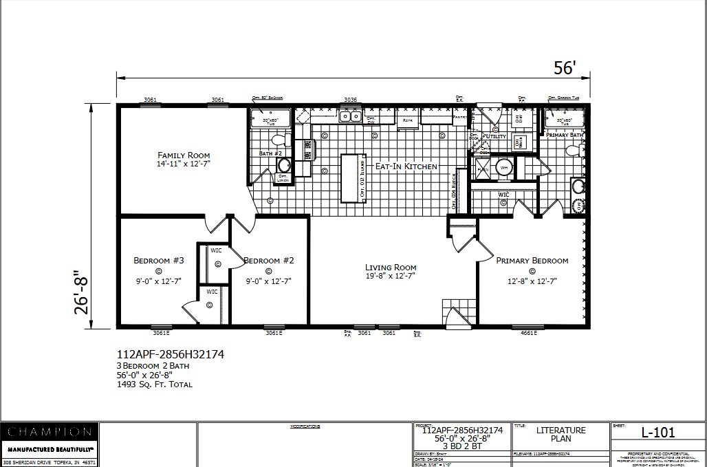 Silverton — 3 bed 2 bath manufactured home floor plan