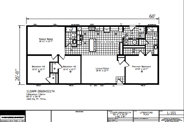 Dutch Aspire Silverton 2860H32174 — 3 bed 2 bath manufactured home floor plan