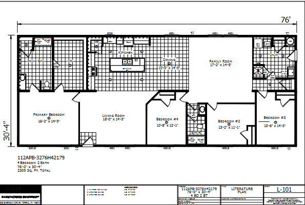Dutch Aspire Verona 3276H42179 — 4 bed 2 bath manufactured home floor plan