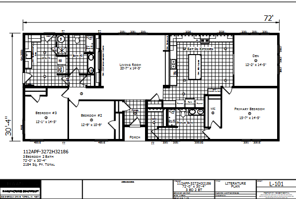 Dutch Aspire Winston 3272H32186 — 3 bed 2 bath manufactured home floor plan